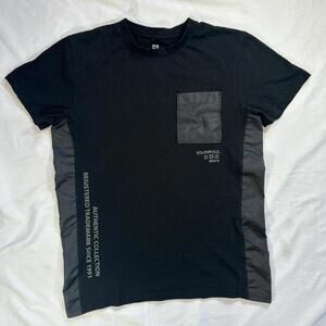 Black Southpole cotton T-shirt with leather breast pocket .
